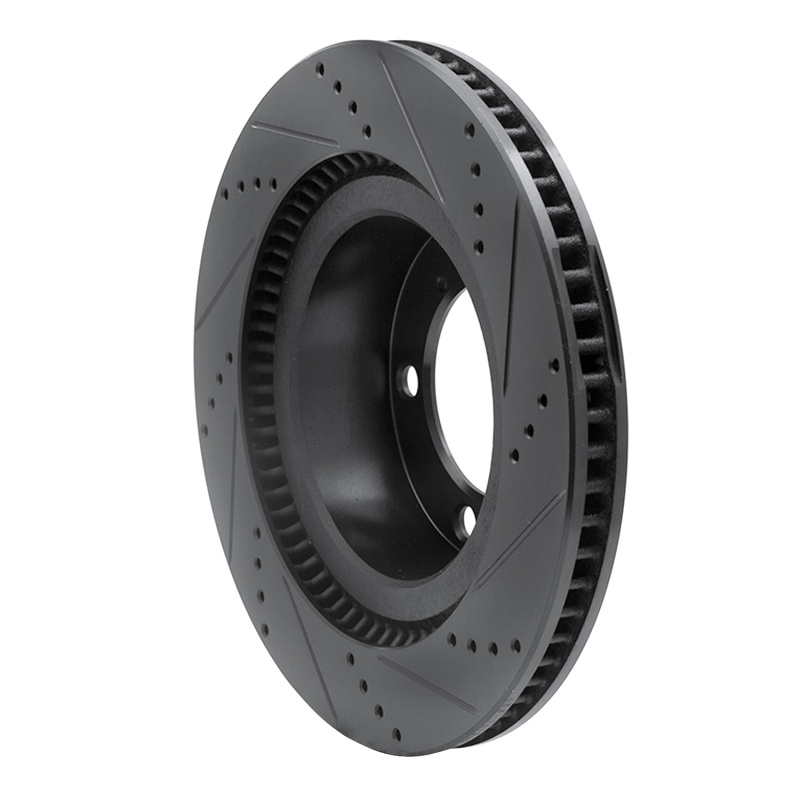 Lexus LX570 Brake Rotor (1) - Front Left - R1 Concepts - Drilled & Slotted - Black - `07-`22